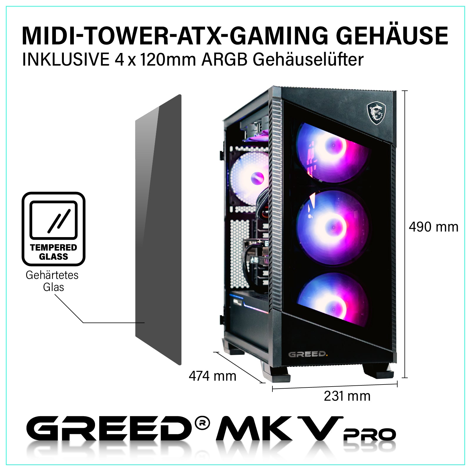 GREED® MK5 Pro Gaming PC – Intel Core i9 12900KF, Nvidia RTX 5080 16GB, 32GB DDR5, 2TB SSD, 5,6GHz, 4K Raytracing, RGB, WLAN, Windows 11 Pro GREED® MK5 Pro Gaming PC – Intel Core i9 12900KF, Nvidia RTX 5080 16GB, 32GB DDR5, 2TB SSD, 5,6GHz, 4K Raytracing, RGB, WLAN, Windows 11 Pro